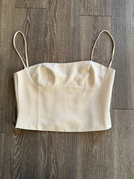 Tops - Women's Cream Spaghetti Strap Crop Top